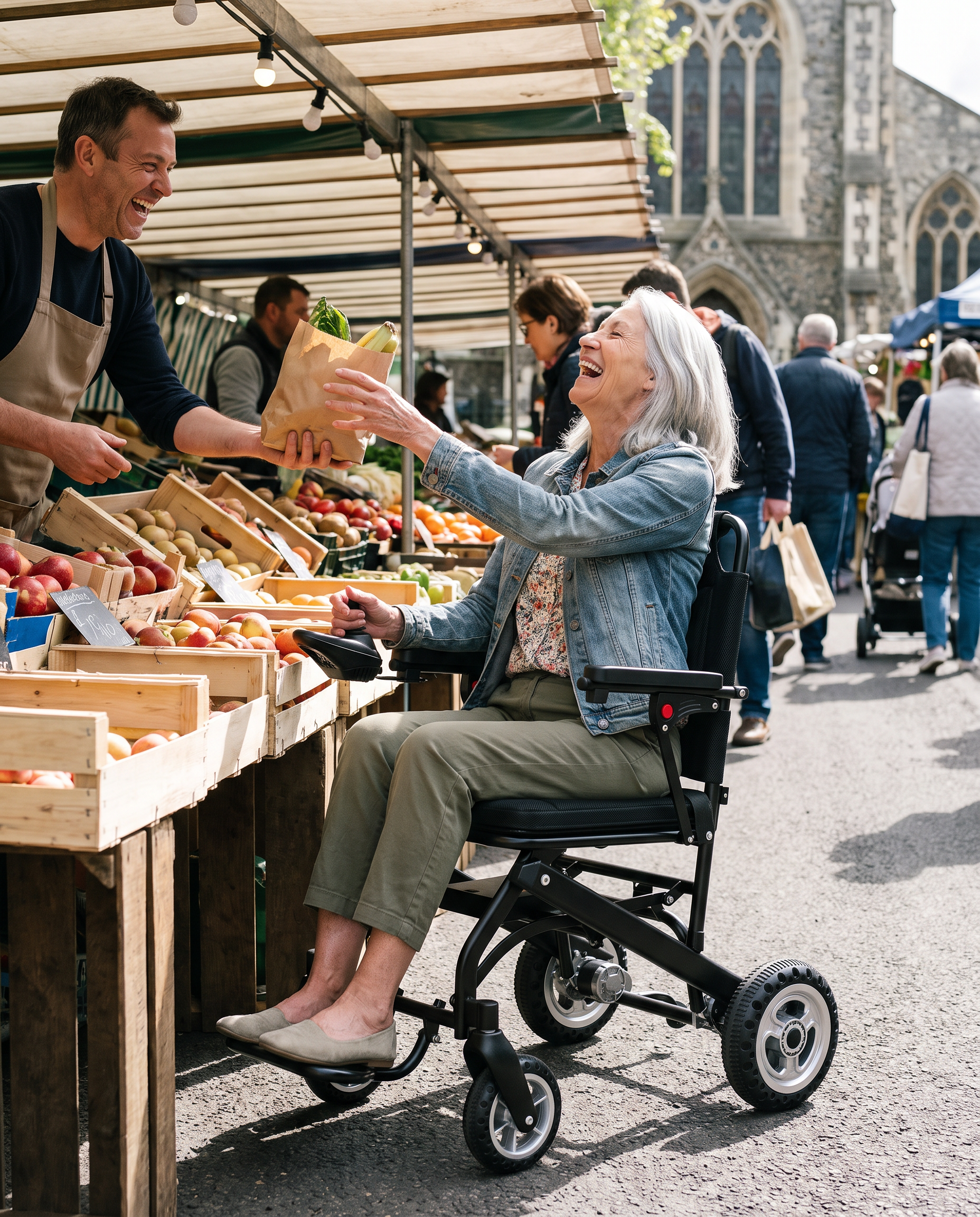 Le Airfold One utilisé sur un marché de plein air
